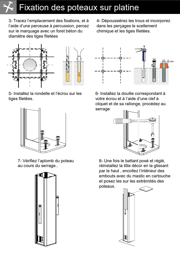 Poteau Fix-it 180 X 180 scell ou sur platine Etape 6 poteau fix it 180.png